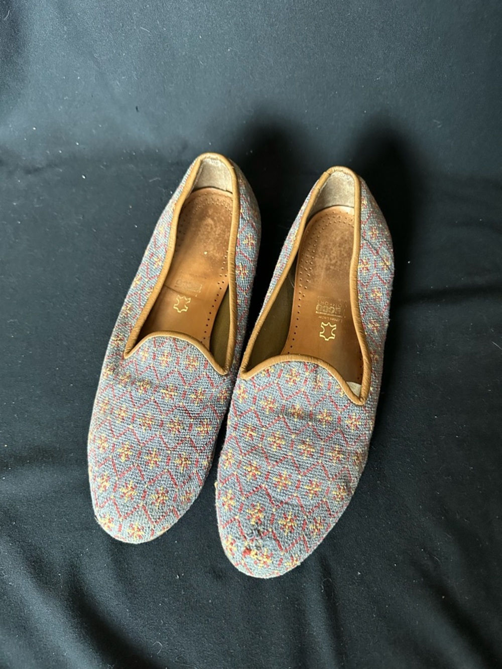 Stubbs & Wootton Cuenca Brown blue Leather Insole Loafers resoled and new insert